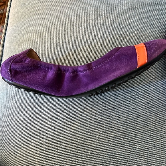 Tod's Purple suede driving Flats with Orange Buckle. Originally $495